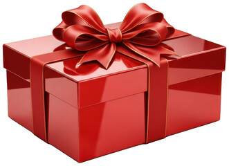 Obraz premium Red Gift Box png Shiny Present cutout Glossy Package png Festive Gift cutout Beautiful Box png Luxury Present png Wrapped Gift cutout Scarlet Box png Vibrant isolated transparent background image