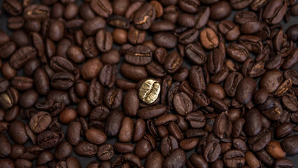 Fototapeta premium Golden Coffee Bean as Symbol of Luxury and Rising Value