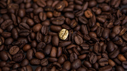 Fototapeta premium Golden Coffee Bean as Symbol of Luxury and Rising Value