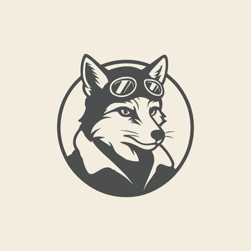 Fox aviator logo concept template