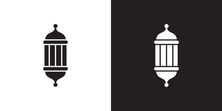 lantern icon pair monochrome vector silhouette for design use