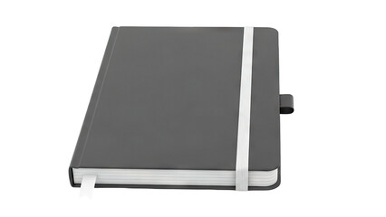 Fototapeta premium Gray Moleskine-style notebook with elastic band and bookmark
