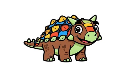Fototapeta premium Cute Ankylosaurus Cartoon for Kids – Friendly & Colorful Dino Character