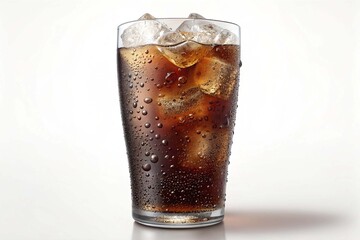 Cola in glass on white background