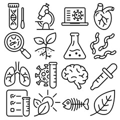 Biology Essentials Icon Set Outline Style (Part 2)