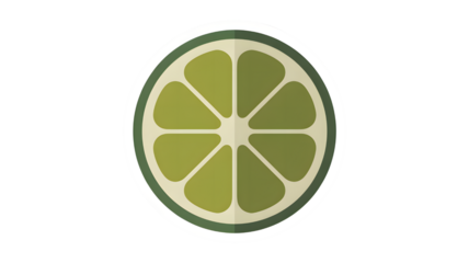 A vibrant and refreshing flat design illustration of a sliced lime with segmented pulp