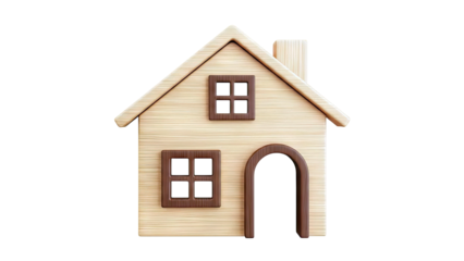 Wooden Toy House with Archway and Windows