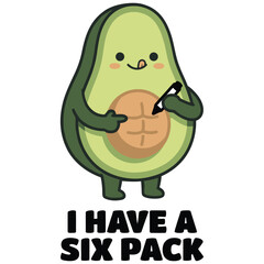 I Have a Six Pack &ndash; Funny Avocado Abs Flat Vector