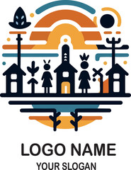 pueblos indigenas peoples logo icon vector white background .