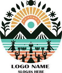 pueblos indigenas logo icon vector white background .
