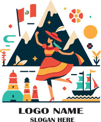 Danzas peru logo vector white background .