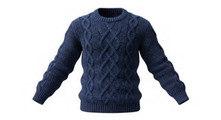 Navy blue cable knit sweater