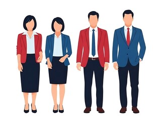 Business team wearing matching suits and blazers