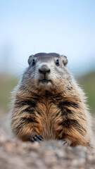 Groundhog peeking curiously outdoors