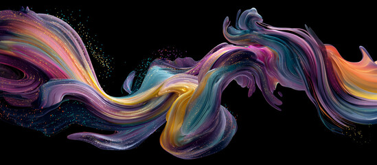 Abstract colorful paint splash wave on a dark background
