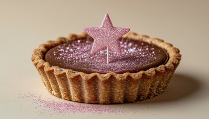 星のデコレーションが施された素敵なスイーツとコピースペース／Beautiful star‑decorated sweets with copy space
