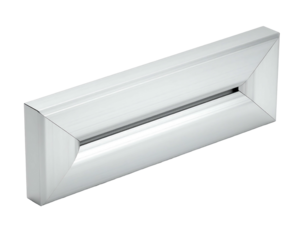 Sleek, minimalist modern metallic door mail slot with geometric design