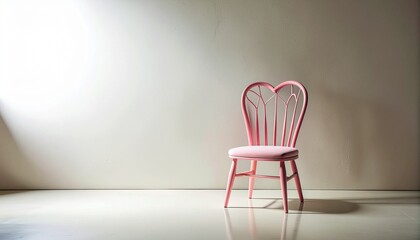 ピンク色の椅子と白背景のコピースペースイメージ / Elegant pink chair on white background with copy space
