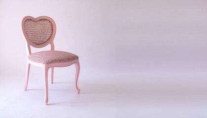 Obraz premium ピンク色の椅子と白背景のコピースペースイメージ / Elegant pink chair on white background with copy space 