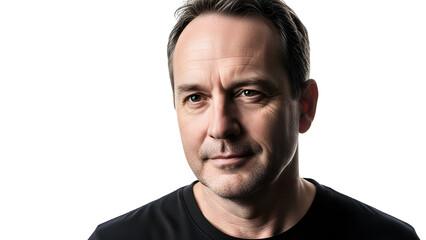 Confident handsome young man with a smiling expression and casual hair style looking at the camera for a professional studio headshot portrait