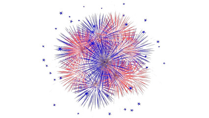 Abstract radial burst explosion PNG with red blue white rays forming dynamic firework pattern for celebration graphics, energy visuals and modern design use
