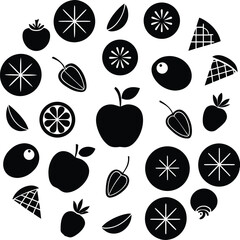  Healthy food pattern silhouette illustration