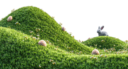 PNG Whimsical hills with rabbit.