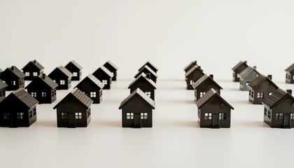 白い背景に映える家の模型と美しいミニマルデザインのコピースペース／Minimal House Model on White Background with Elegant Copy Space
