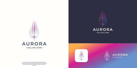 amazing aurora logo design and spark icon illustration vector template © ulhaq_std