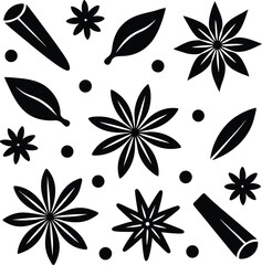 Spices herbs silhouette illustration