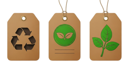 Ecofriendly Tags With Recycling And Nature Symbols