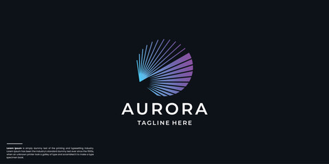 premium aurora logo design. creative line aurora with circle shape abstract design concept. © ulhaq_std