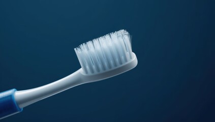 Minimal toothbrush product shot with soft lighting, smooth bristles, and professional dental care advertising style