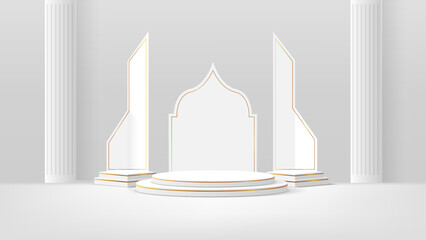 white and gold islamic pedestal or podium