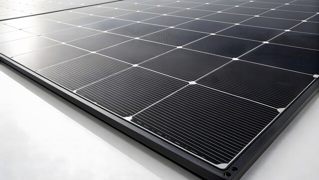 Close Up of Black Solar Panel Photovoltaic Cells Clean Renewable Energy Technology