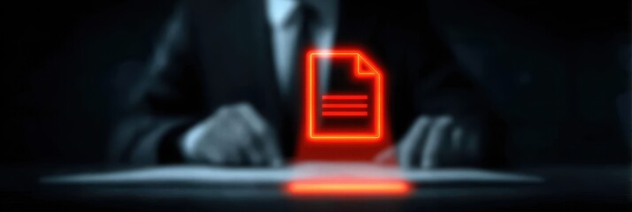 Naklejka premium In a stationary office a lawyer examine paperwork and scan a newspaper revealing a secret