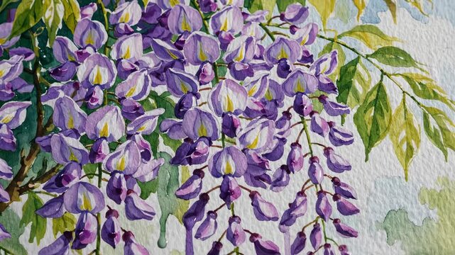 Beautiful Wisteria Flowers in Full Bloom - A Stunning Floral Display.