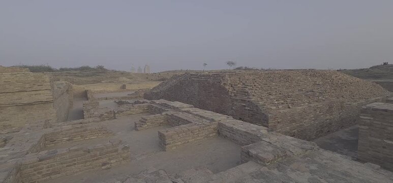 Archaeological excavation site of Agroha Mound in Hisar, Haryana featuring ancient brick ruins