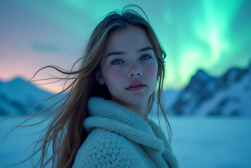 beautiful young woman in winter clothes
