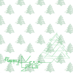 Obraz premium Linear fir tree with text on pattern background