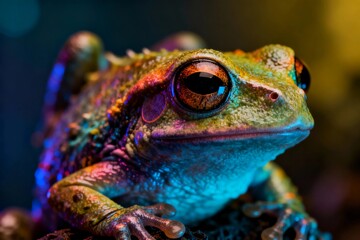 close up of a green frog