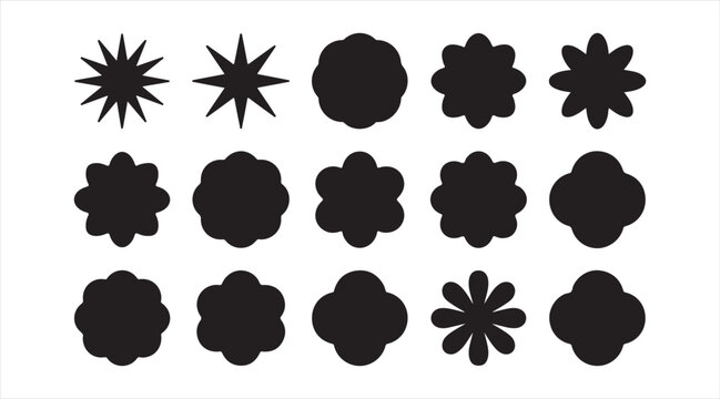 Abstract flower motif icon set for patterns and decoration