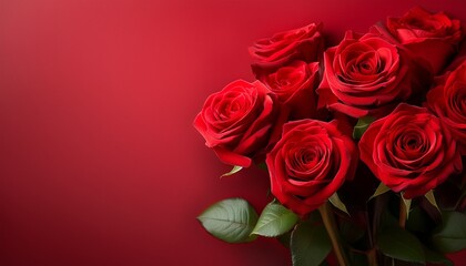 Fototapeta premium bunch of red roses on a red background