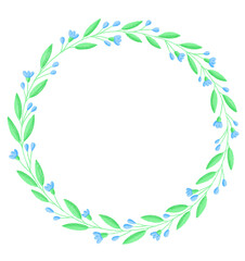 Fototapeta premium Blue flowers wreath hand drawn illustration png cut out