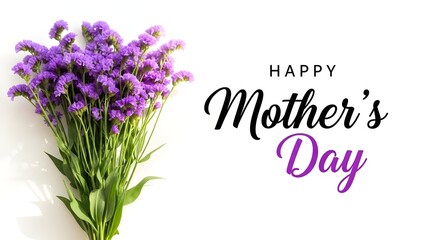 Happy mother's day greeting card with purple flowers