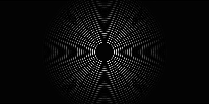Create a bold look with a centric circle background featuring vector graphics of sound waves.