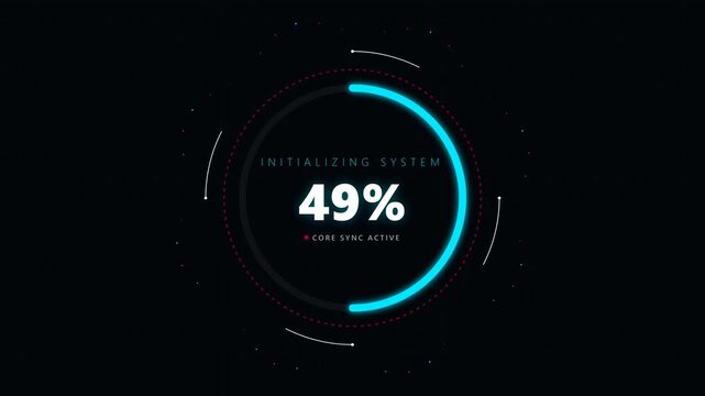 Futuristic Sci-Fi Circular Progress HUD Digital Loading Interface 4K Seamless Loop