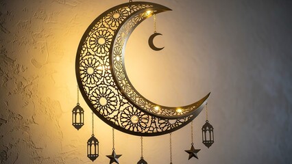 Ramadan Crescent Decoration Metallic Finish