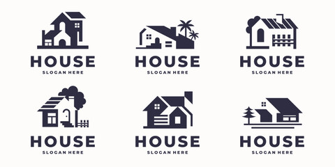 Fototapeta premium Set of house residential subdivision logo design. Building, Real Estate, and Construction design inspiration.