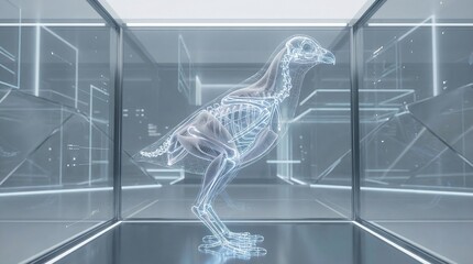 Transparent Bird Anatomy in Modern Display Case